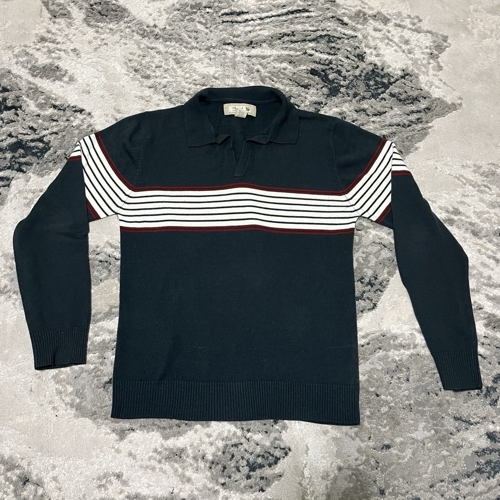 Vintage Fossil Old Money Sz M‎ 90's Striped Blue Sweater Pullover Men's Preppy